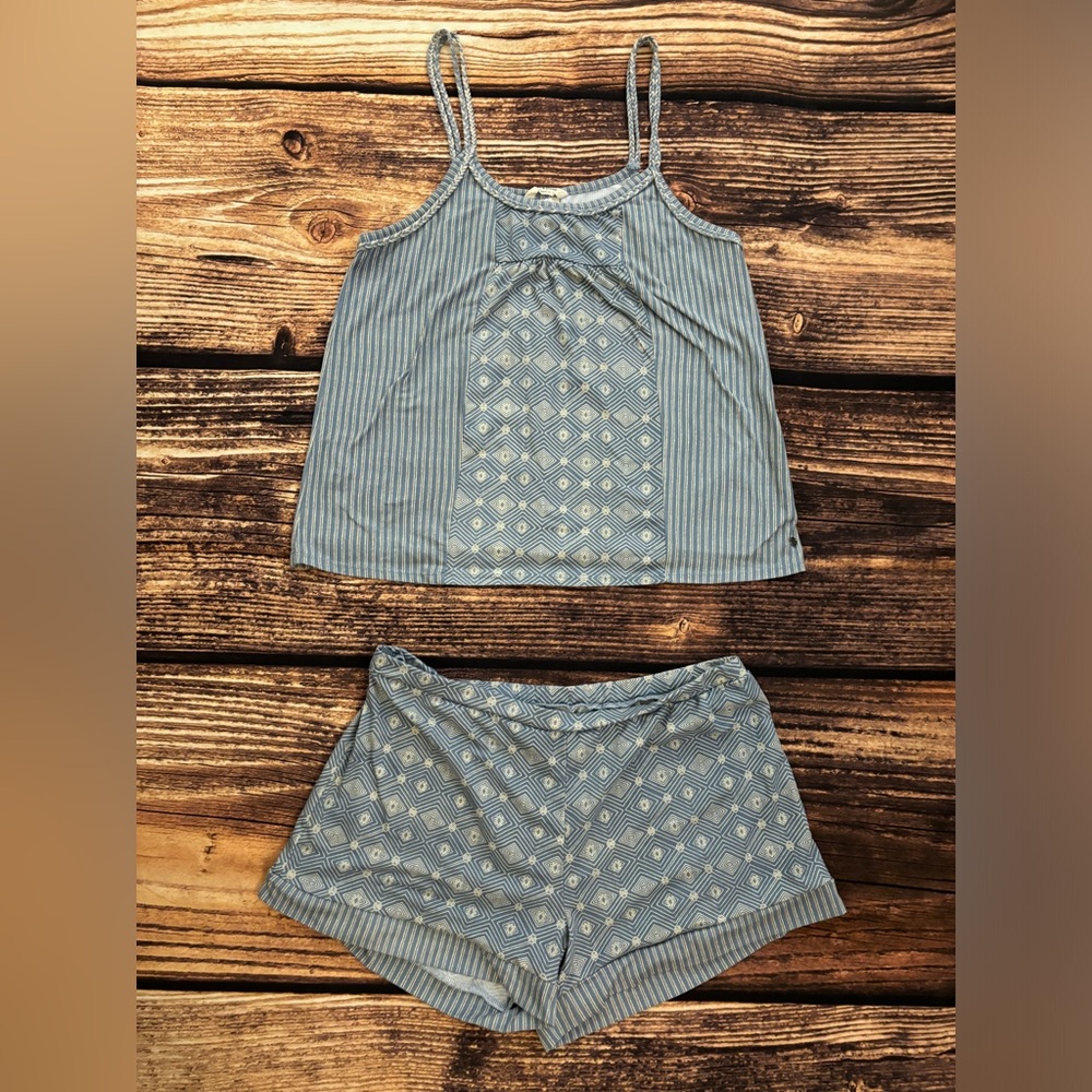 Lucky Brand Blue Braided Tank Top & Shorts Pajamas Set Medium M